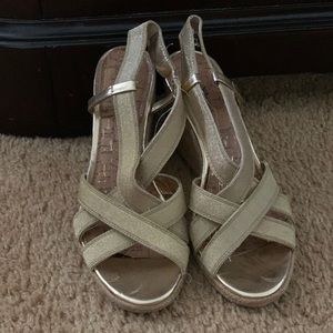 Gold wedge sandals